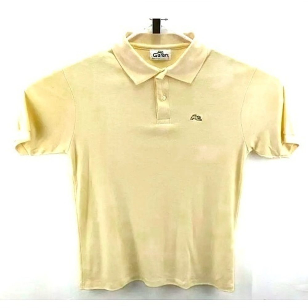 Garan Polo Pale Yellow Golf Shirt Size Large VTG